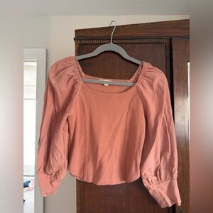 Blu Pepper Dusty Rose Puff Sleeve Blouse